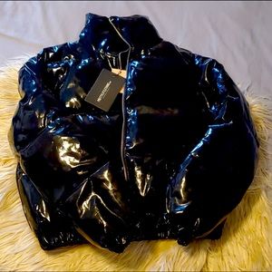 Black Vinyl Patent Coat Size 6 PLT